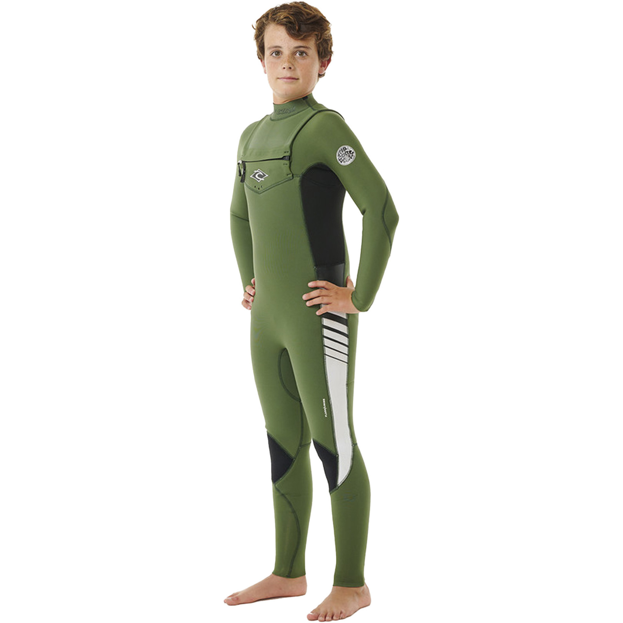 2023 Rip Curl Junior Dawn Patrol 5/3mm Chest Zip Wetsuit 13JBFS Green